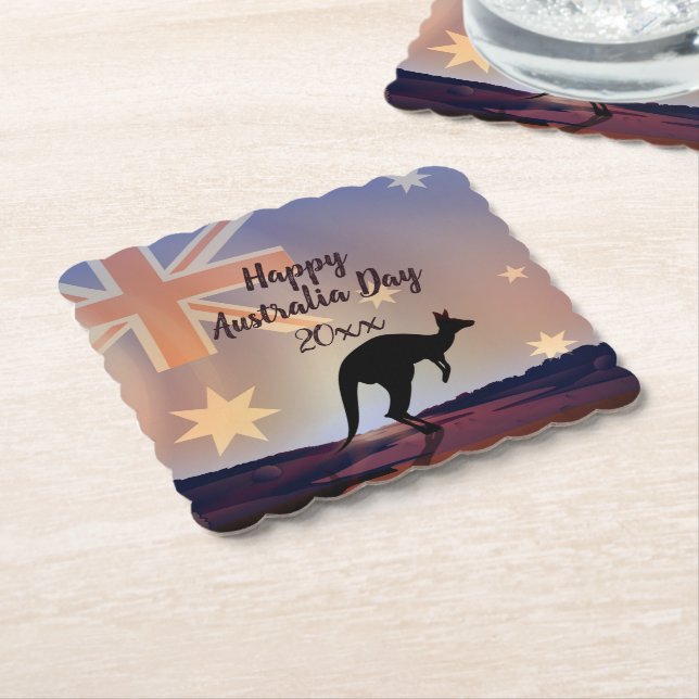 Porta-copo De Papel Editar Sinalizador de Texto Kangaroo Dia da Austrá (Angular)