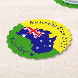 Porta-copo De Papel Editar texto correspondente ao Dia da Austrália Re