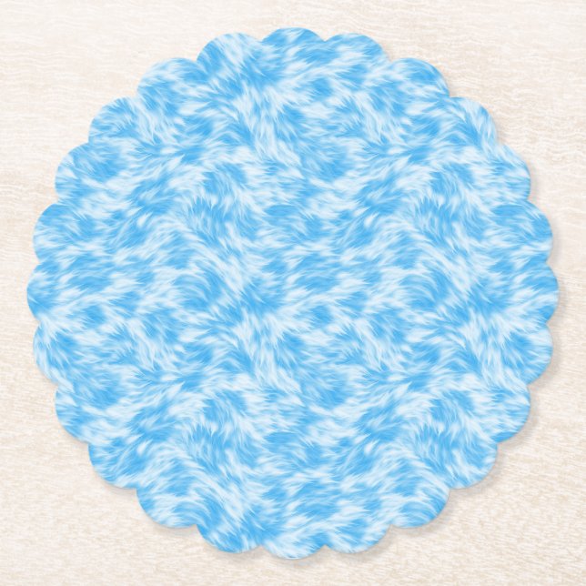 Porta-copo De Papel Efeito de pelo falso azul e branco (Frente)