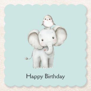 Porta-copo De Papel Elefante e Pássaro Melhores Amigos Aniversário Ver