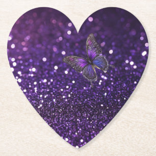 Porta-copo De Papel Elegância Encantadora: A Borboleta Roxa Sparkle