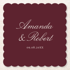 Porta-copo De Papel Elegant Burgundy Calligraphy Wedding