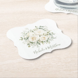 Porta-copo De Papel Elegant Ivory Floral Wedding