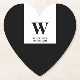 Porta-copo De Papel Elegant Newlywed Monogram | Black wedding