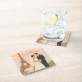 Porta-copo De Papel Elegant Paris Wedding Paper Coaster – Eiffel Tower