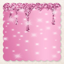 Porta-copo De Papel Elegante Brilho Rosa Quente Gotejante