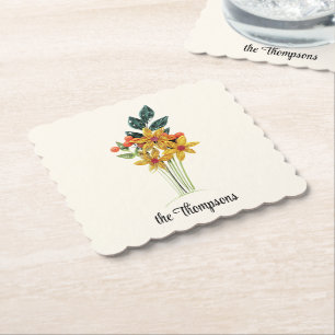 Porta-copo De Papel Elegante Buquê de Flores em Papel Recortado com Bo