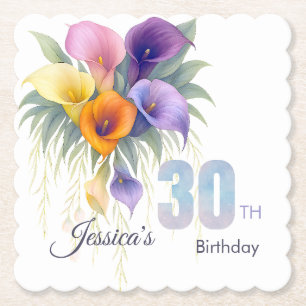 Porta-copo De Papel Elegante Calla Lily aniversário de 30 anos Milesto
