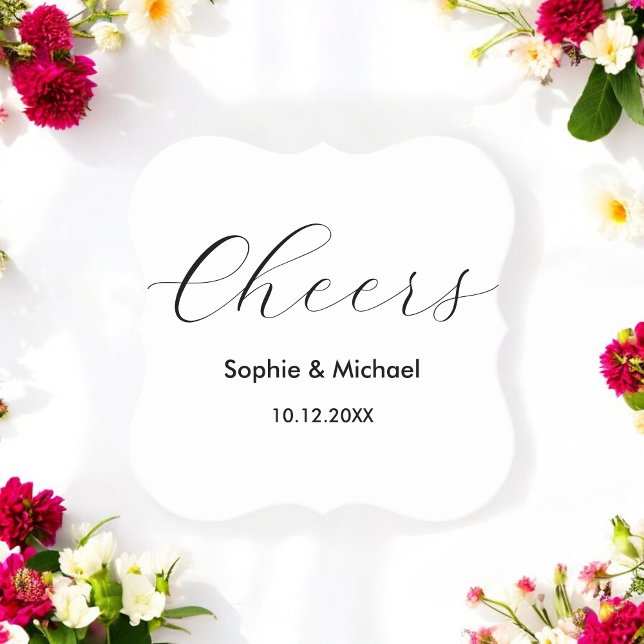 Porta-copo De Papel Elegante de Cheers Brancos Negros de Casamento (Criador carregado)
