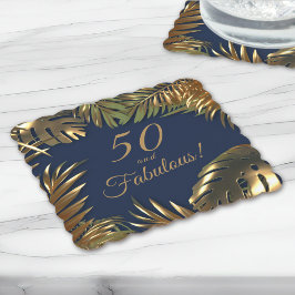 Porta-copo De Papel Elegante Dourado Azul 50 Fabuloso Aniversário