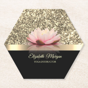 Porta-copo De Papel Elegante Dourado, Instrutor Lotus Flower Yoga