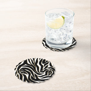 Porta-copo De Papel Elegante Estampa de Animal em Preto e Ouro Zebra B