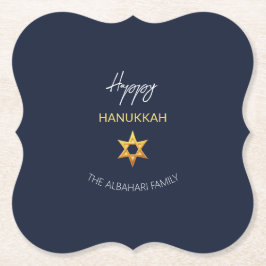 Porta-copo De Papel Elegante Feliz Hanukkah Estrela de Davi Dourada
