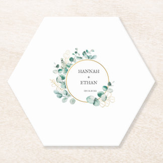 Porta-copo De Papel Elegante Folhagem Dourada Eucalipto Personalizado