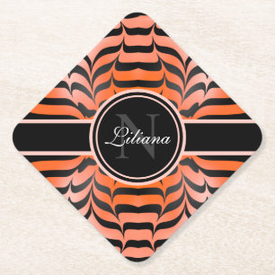 Porta-copo De Papel Elegante Impressão de Escórias Estéticas Laranja e