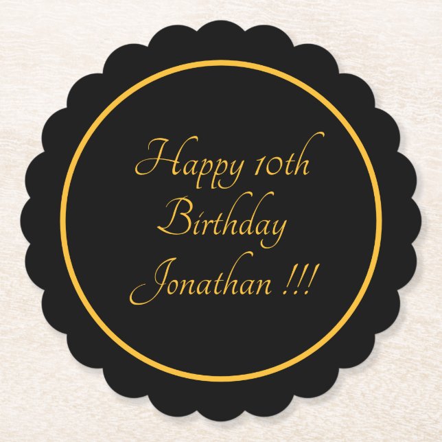 Porta-copo De Papel Elegante Nome Dourado Feliz Aniversário Escaloado (Frente)