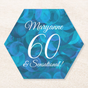 Porta-copo De Papel Elegante Ocean Blue 60 e aniversário sensacional