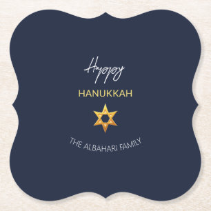 Porta-copo De Papel Elegante Ouro Feliz Hanukkah David Star