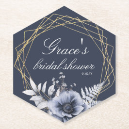 Porta-copo De Papel Elegante Script Floral Pó Azul Chuveiro de Noiva 