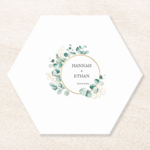 Porta-copo De Papel Elegante Verde Folhas de Eucalipto Personalizado  