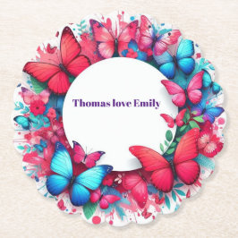 Porta-copo De Papel Elegante Vintage China, mosca vermelha azul