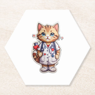 Porta-copo De Papel Enfermagem de cardiologia de gatos fofos