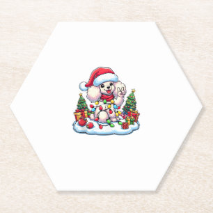 Porta-copo De Papel Engraçada Mão de Paz Poodle Luzes de Natal Me Enga