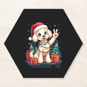 Porta-copo De Papel Engraçada Mão de Paz Poodle Luzes de Natal Me Enga
