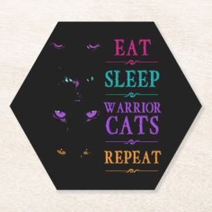 Porta-copo De Papel Engraçado Comer Dormir Gatos Guerreiros Repetir En
