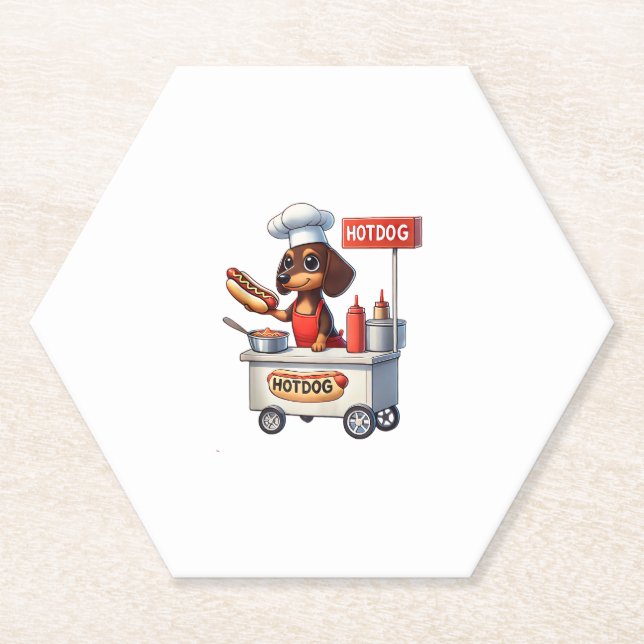 Porta-copo De Papel Engraçado Dachshund Sausing Cão Weenie Hotdog Sand (Frente)