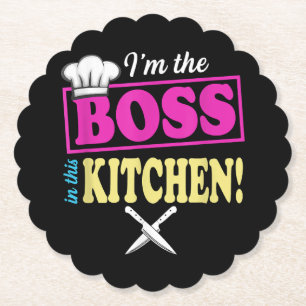 Porta-copo De Papel Engraçado Eu Sou O Chefe Neste Cozinhar De T-shirt