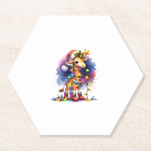 Porta-copo De Papel Engraçado Festivo Girafa Santa Hábito Luzes De Nat