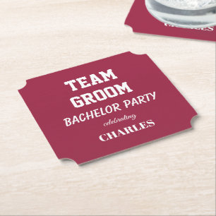 Porta-copo De Papel Equipe do Noivo Vinho Tinto Despedida de Solteiro