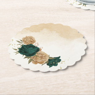 Porta-copo De Papel Esmeralda verde bege dourado botânico casamento