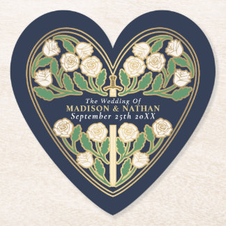 Porta-copo De Papel Espada Floral Real Branco Casamento Dourado Azul