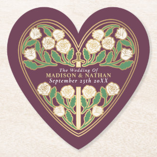 Porta-copo De Papel Espada Floral Real Branco Dourado Roxo Casamento