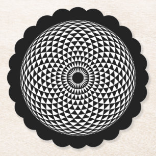 Porta-copo De Papel Espiritual Preto Branco Mandala Geométrico