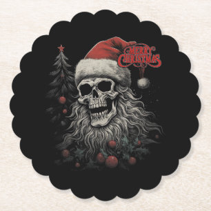 Porta-copo De Papel Esqueleto Crânio Divertido Feliz Natal Papai Noel
