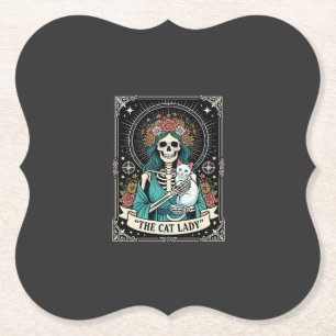 Porta-copo De Papel Esqueleto de Gata Tarot Floral Gótico