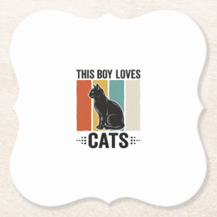 Porta-copo De Papel Este Garoto Ama Gatos Design Retro Amante de Gatos