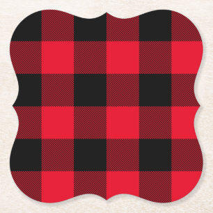Porta-copo De Papel Estilo Clássico Xadrez Buffalo Vermelho e Preto