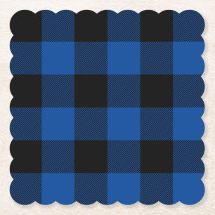Porta-copo De Papel Estilo Clássico Xadrez de Búfalo Azul e Preto
