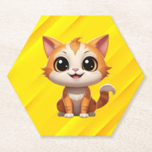 Porta-copo De Papel Estilo de Cartoon de Gato Laranja Bonito - 89738