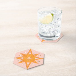 Porta-copo De Papel Estrelas cor-de-rosa e laranja Design Geométrica B