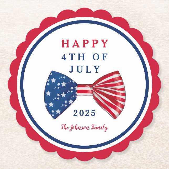 Porta-copo De Papel Estrelas Patrióticas E Greve 4 De Julho (Frente)