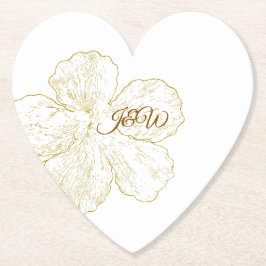 Porta-copo De Papel Etiqueta de Favor de Coração de Casamento Floral B