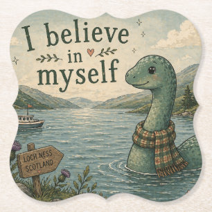 Porta-copo De Papel Eu acredito em mim mesmo Monstro do Lago Ness capr