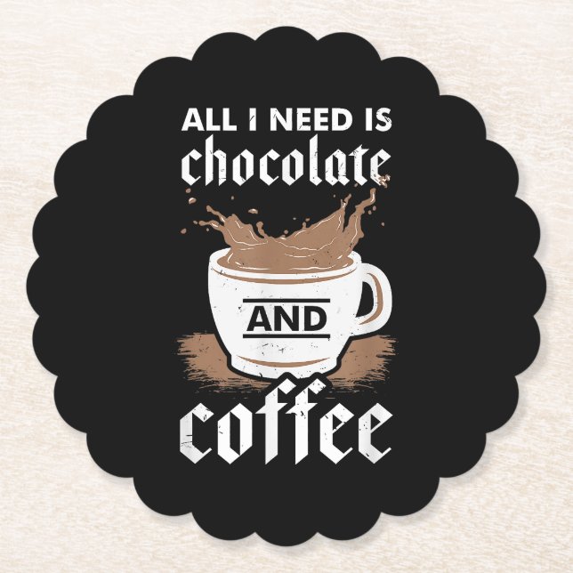 Porta-copo De Papel Eu Adoro Chocolate E Café (Frente)