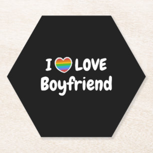 Porta-copo De Papel Eu adoro o meu hippie LGBT Namorado Gay