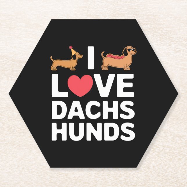 Porta-copo De Papel Eu Amo Dachshunds Ilustração Divertida com Estilo (Frente)